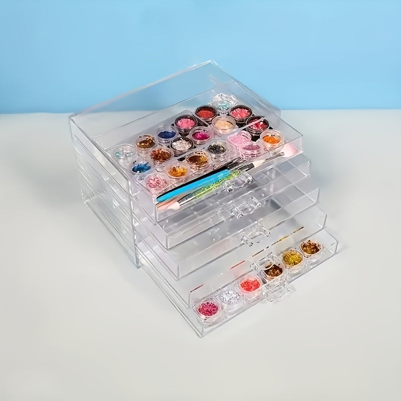 A 5-Layer Transparent Acrylic Desk Organizer with Drawers - a Modern, Multifunctional Storage Solution for Cosmetics, Stationery, And Office Supplies, Desk Storage Box | Stylish Storage Box | Plastic Drawers, Desk Drawer Organizer, Jewelry Box, Jewelry