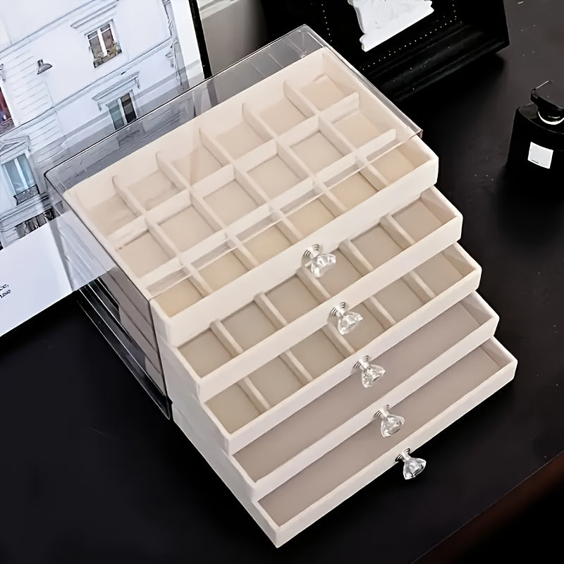 Large Capacity Jewelry Organizer Box - Elegant White with Golden Handles, Multi-Compartment Storage for Bracelets, Watches, Rings & Necklaces, Durable Plastic Desktop Organizer for Home & Office, Jewelry Box, Jewelry Boxes