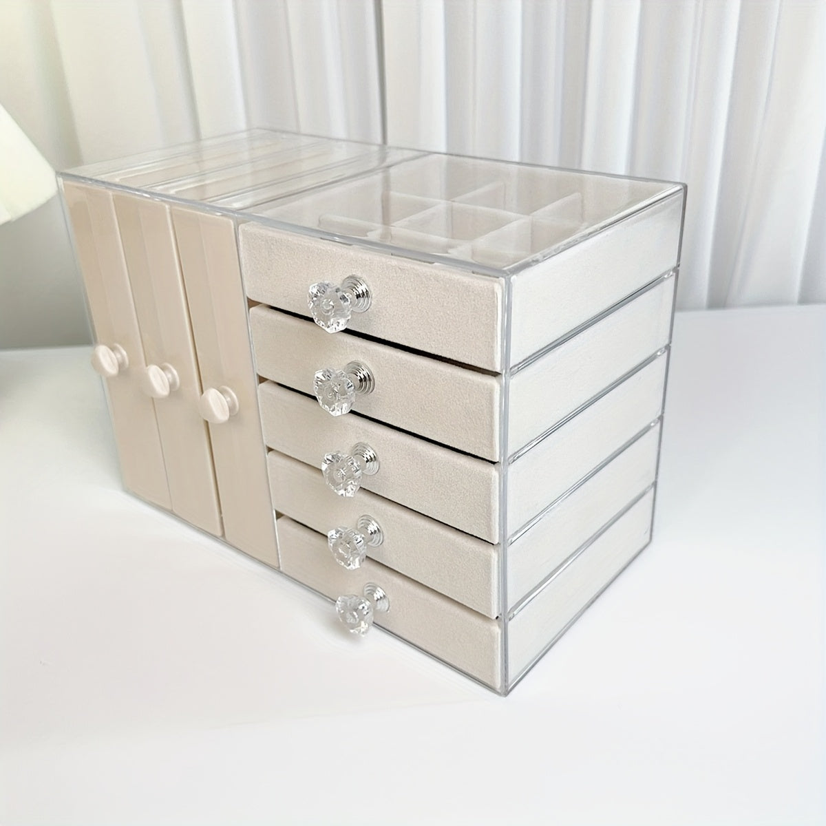 Glam Style Octagonal Plastic Jewelry Organizer Box with Transparent Lid - Multi-Compartment Storage for Earrings, Necklaces, Rings | Durable Home Decor & Gift Idea, Jewelry Box, Jewelry Boxes