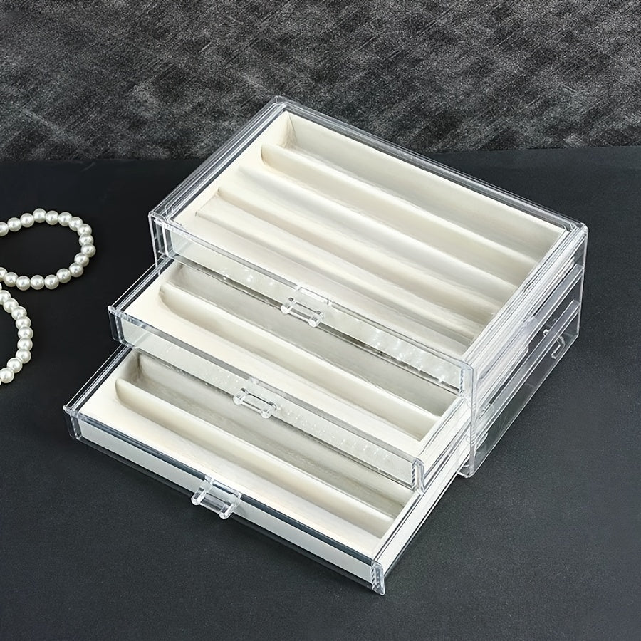 1pc Transparent Three-layer Dustproof Necklace Storage Box