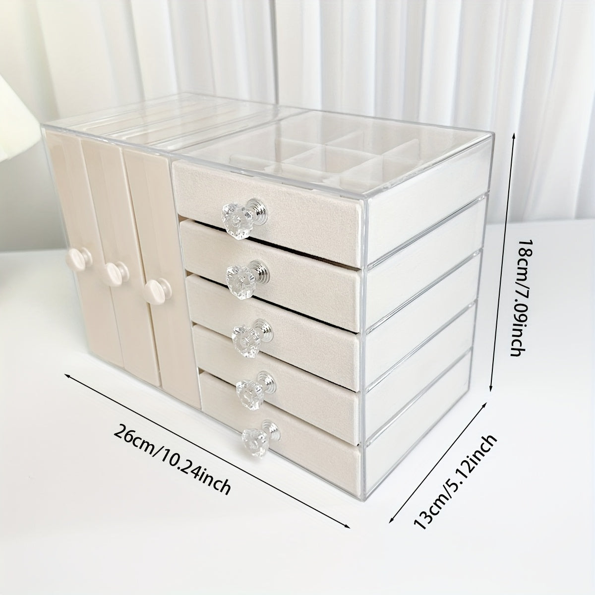 Glam Style Octagonal Plastic Jewelry Organizer Box with Transparent Lid - Multi-Compartment Storage for Earrings, Necklaces, Rings | Durable Home Decor & Gift Idea, Jewelry Box, Jewelry Boxes