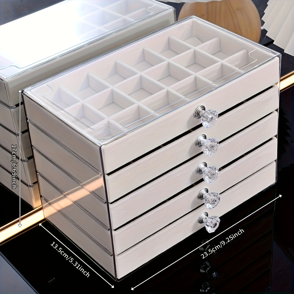 Large Capacity Jewelry Organizer Box - Elegant White with Golden Handles, Multi-Compartment Storage for Bracelets, Watches, Rings & Necklaces, Durable Plastic Desktop Organizer for Home & Office, Jewelry Box, Jewelry Boxes