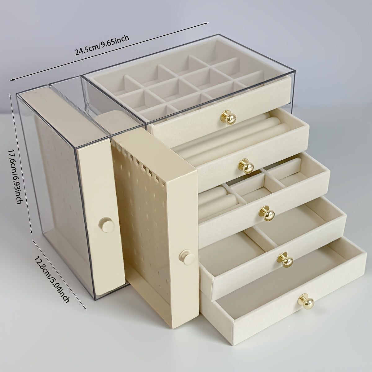 Glam Style Octagonal Plastic Jewelry Organizer Box with Transparent Lid - Multi-Compartment Storage for Earrings, Necklaces, Rings | Durable Home Decor & Gift Idea, Jewelry Box, Jewelry Boxes