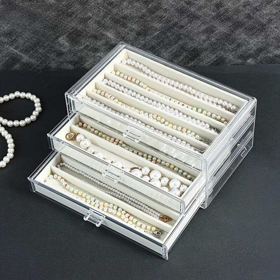 1pc Transparent Three-layer Dustproof Necklace Storage Box