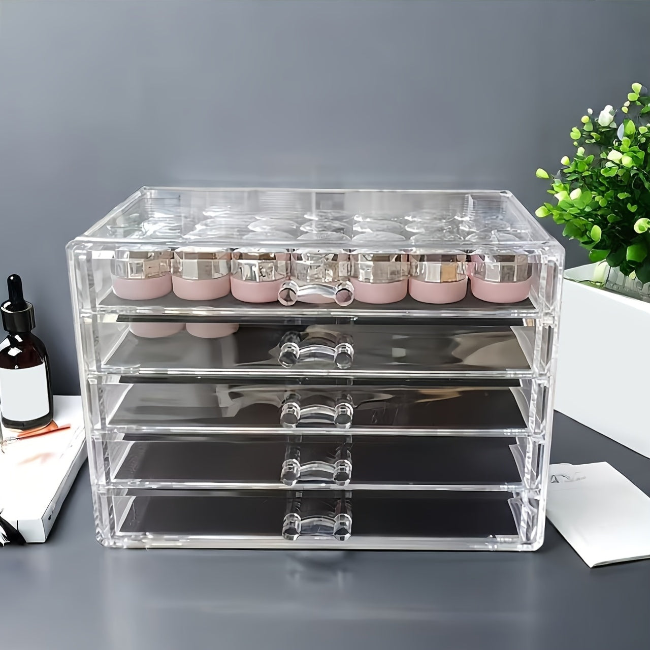 A 5-Layer Transparent Acrylic Desk Organizer with Drawers - a Modern, Multifunctional Storage Solution for Cosmetics, Stationery, And Office Supplies, Desk Storage Box | Stylish Storage Box | Plastic Drawers, Desk Drawer Organizer, Jewelry Box, Jewelry