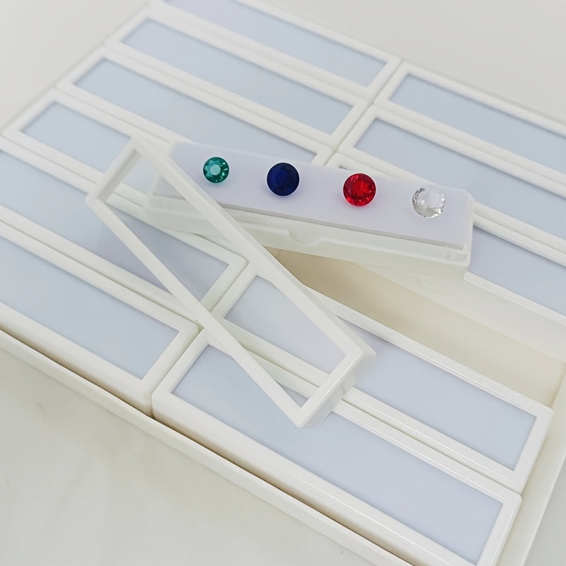 12pcs 1.06x3.94inch Faux Display Plastic Box Storage Container for Faux Stand Organizer Transparent Acrylic Cover and White Foam Suitable for Gem Jewelry Accessories Display