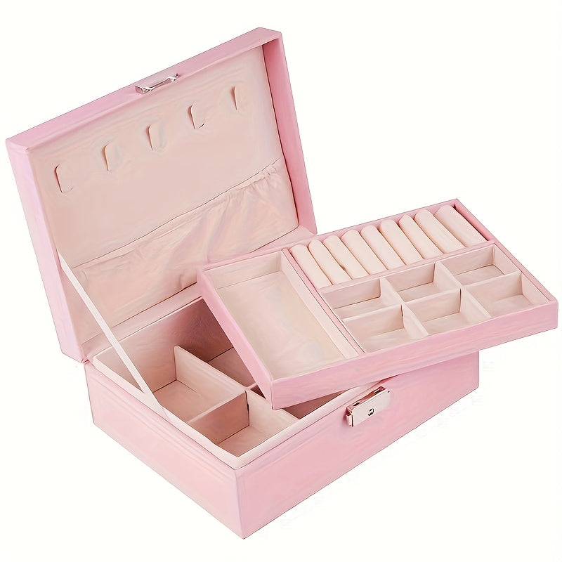 Vintage Style Multi-Layer Faux Leather Jewelry Box with Drawers, Soft Lined to Organize Necklaces, Earrings, Rings & Accessories, Large Capacity, Suitable for French-Style Bedroom and Minimalist Living Room, Desktop Storage Function, Wedding Gift Variety