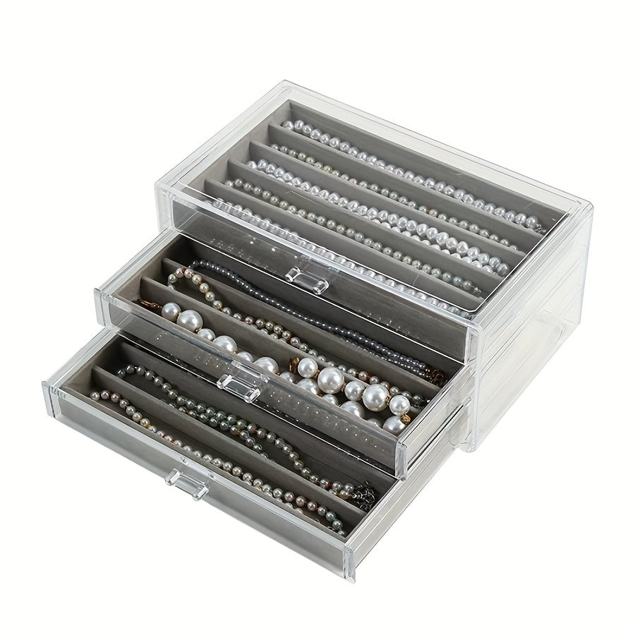 1pc Transparent Three-layer Dustproof Necklace Storage Box