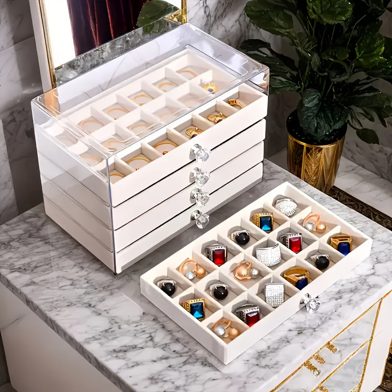Large Capacity Jewelry Organizer Box - Elegant White with Golden Handles, Multi-Compartment Storage for Bracelets, Watches, Rings & Necklaces, Durable Plastic Desktop Organizer for Home & Office, Jewelry Box, Jewelry Boxes