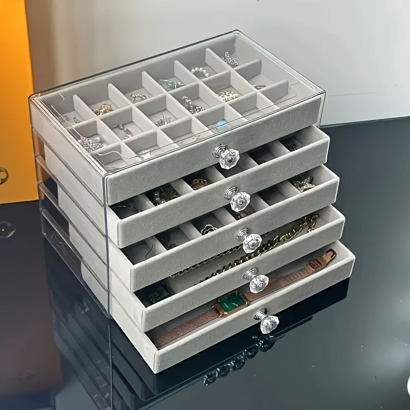 Large Capacity Jewelry Organizer Box - Elegant White with Golden Handles, Multi-Compartment Storage for Bracelets, Watches, Rings & Necklaces, Durable Plastic Desktop Organizer for Home & Office, Jewelry Box, Jewelry Boxes