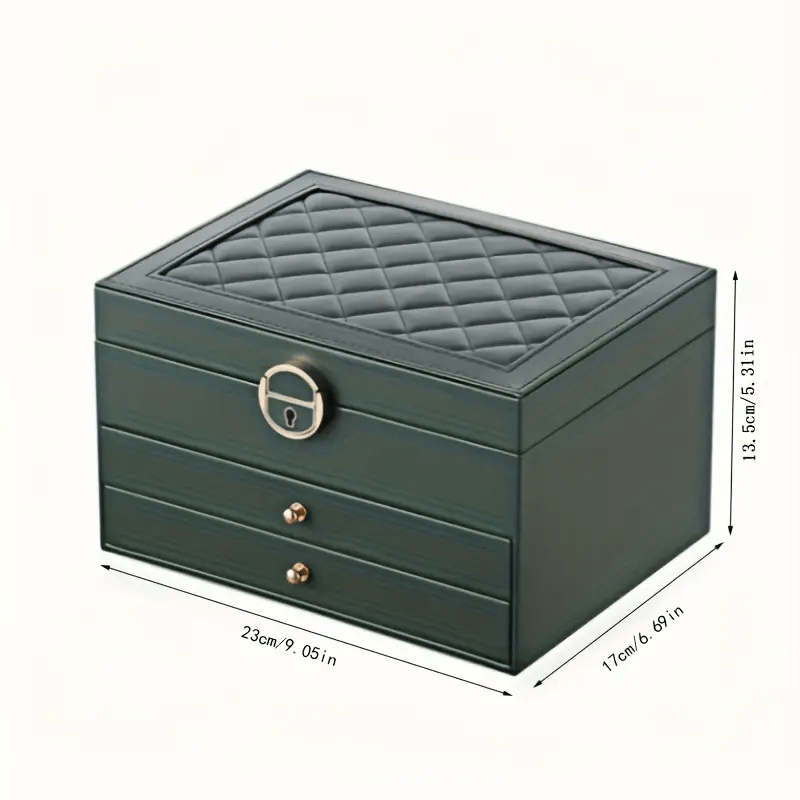 Vintage Style Multi-Layer Faux Leather Jewelry Box with Drawers, Soft Lined to Organize Necklaces, Earrings, Rings & Accessories, Large Capacity, Suitable for French-Style Bedroom and Minimalist Living Room, Desktop Storage Function, Wedding Gift Variety