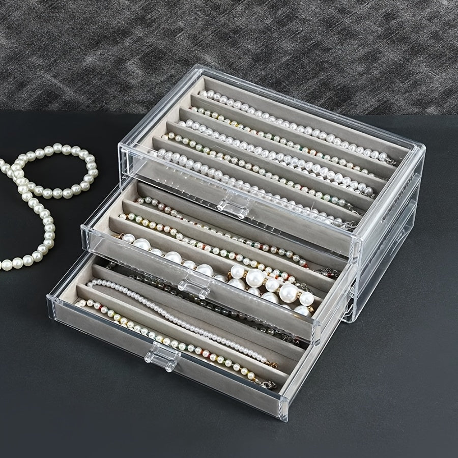 1pc Transparent Three-layer Dustproof Necklace Storage Box