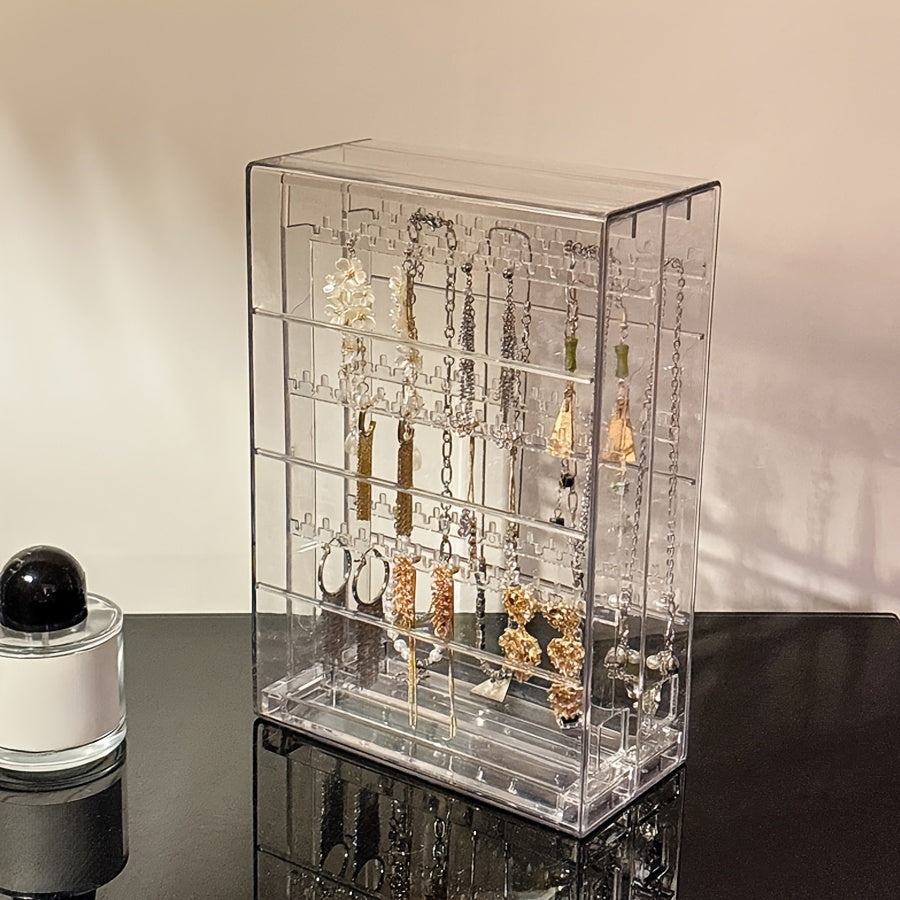 1pc Clear Acrylic Jewelry Storage Box, 2 Drawers 6 Layers Jewelry Storage Rack - Jewelry/Accessories Organizer - Necklace Display Rack - Multi-Function Earrings, Necklaces, Bracelets, Rings, Pendants Organizer for Home Jewelry Storage - Transparent Design