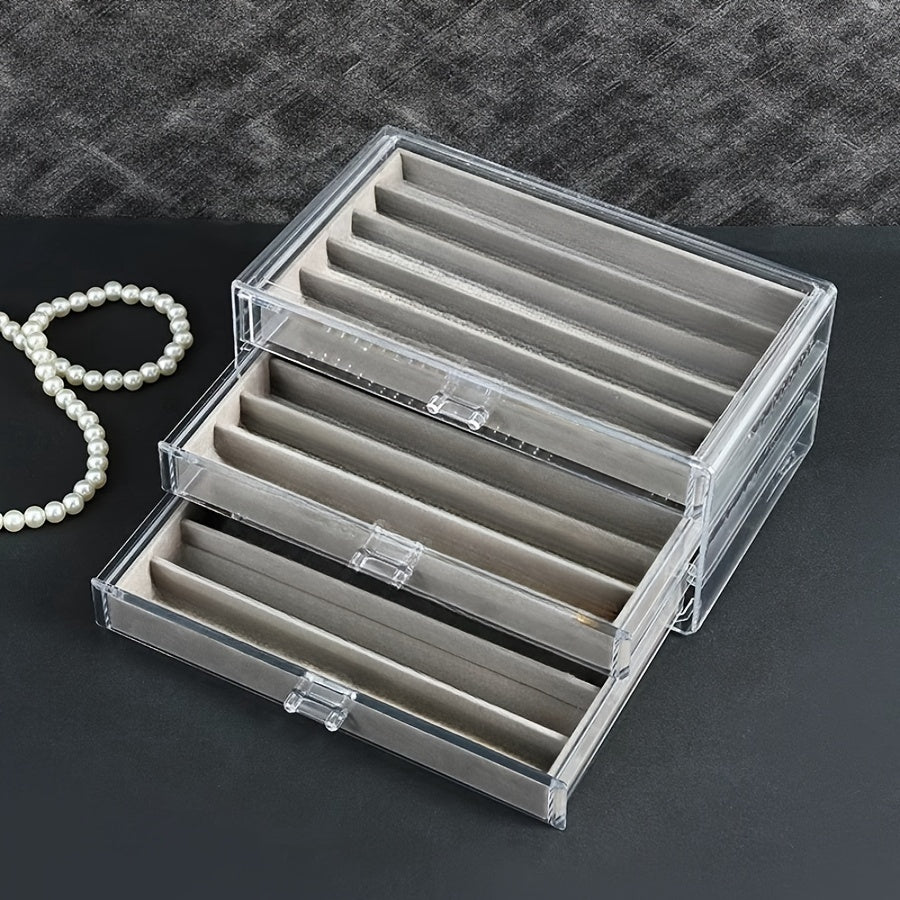1pc Transparent Three-layer Dustproof Necklace Storage Box