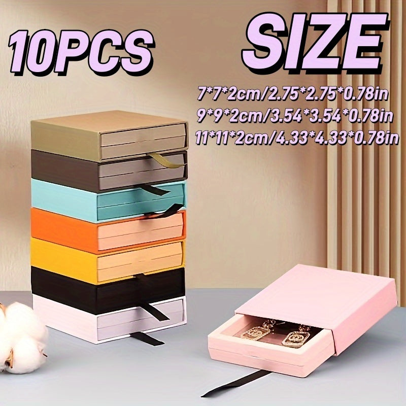 10pcs Classic Plastic Jewelry Box Drawer Organizer, Multipurpose Rectangle Storage Display Case for Rings, Earrings, Nails - No Electricity Needed, Jewelry Boxes