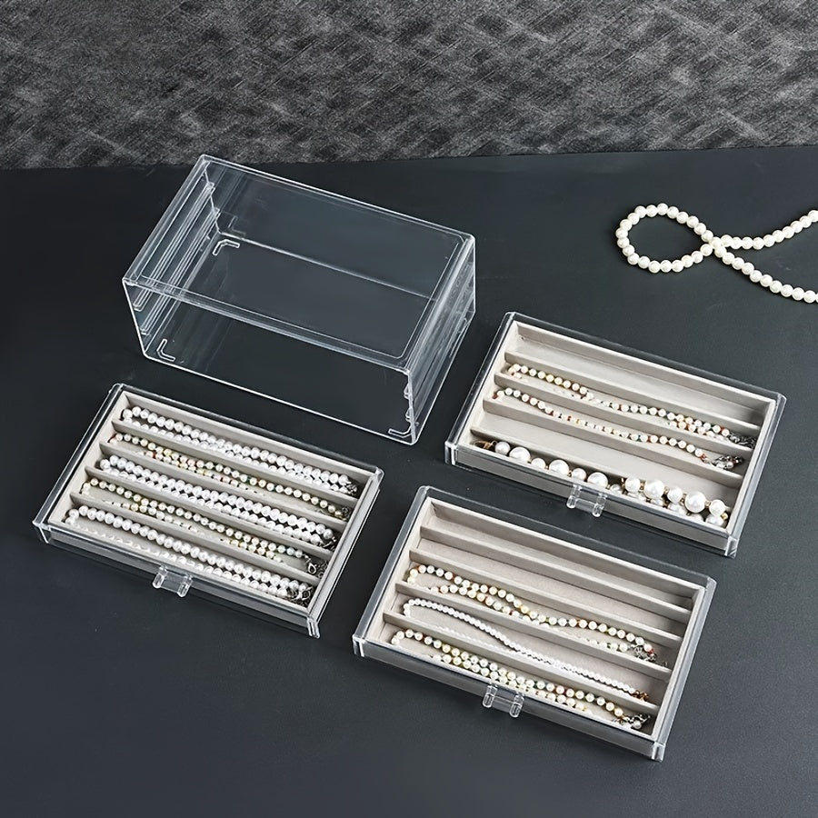 1pc Transparent Three-layer Dustproof Necklace Storage Box