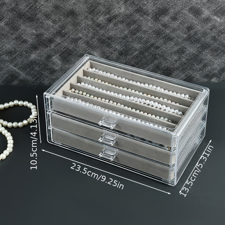 1pc Transparent Three-layer Dustproof Necklace Storage Box