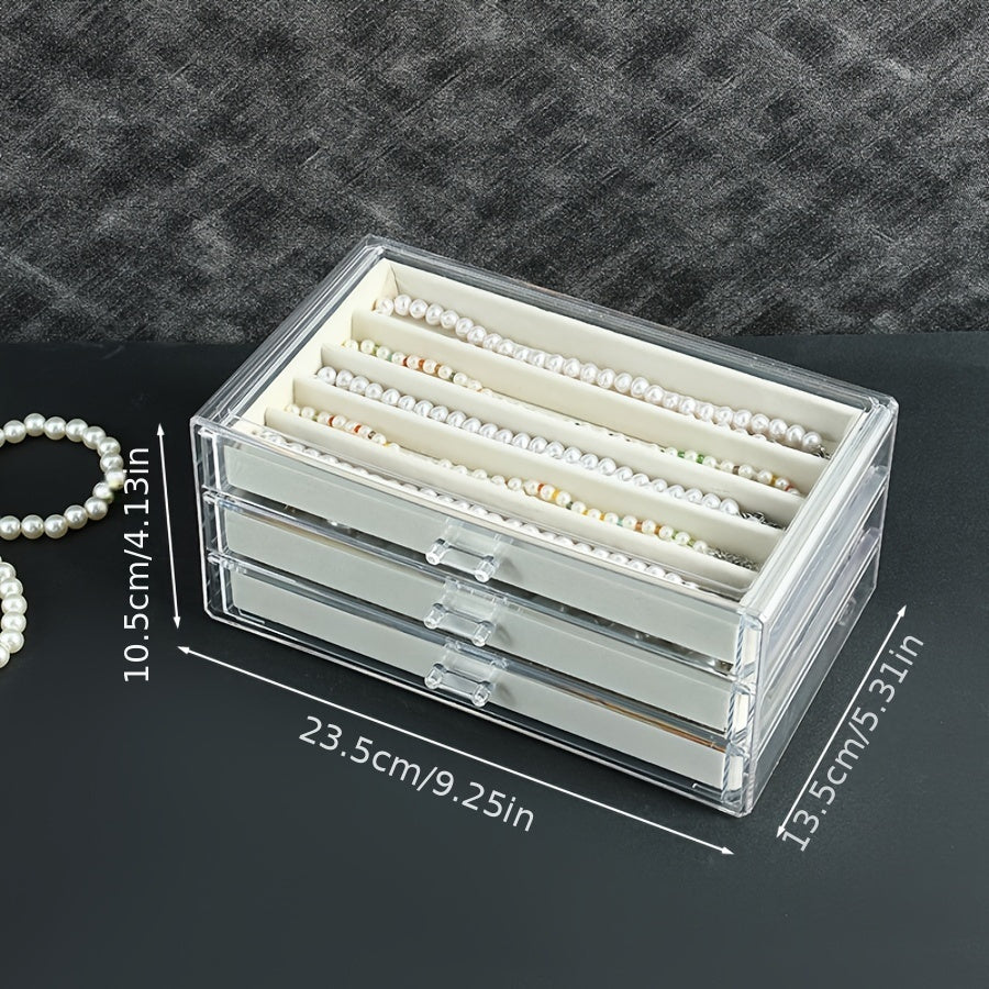 1pc Transparent Three-layer Dustproof Necklace Storage Box
