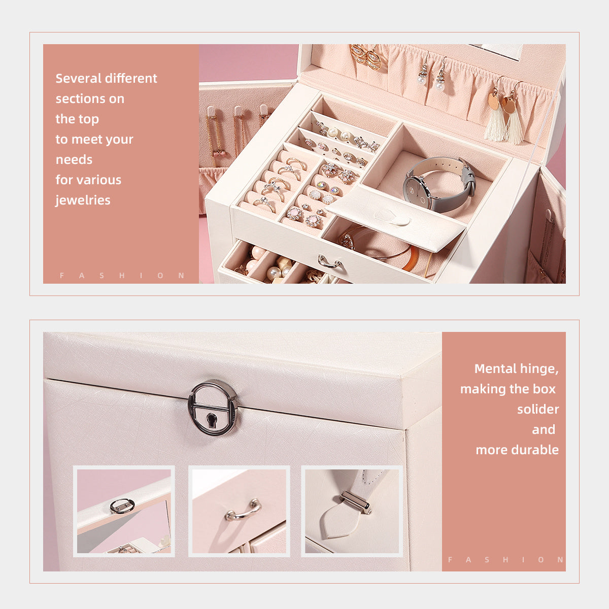[1pc Multi-layer Jewelry] 1pc Multi-layer Jewelry Box, Jewelry Storage Box With Drawers, Jewelry Storage Holder With Mirror