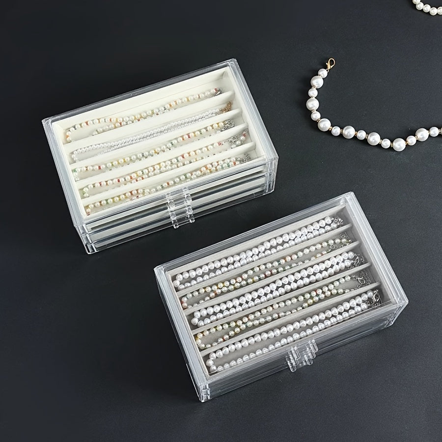 1pc Transparent Three-layer Dustproof Necklace Storage Box