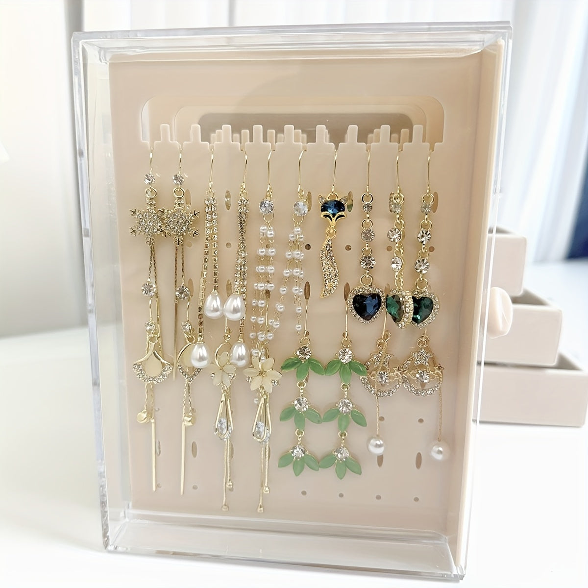 Glam Style Octagonal Plastic Jewelry Organizer Box with Transparent Lid - Multi-Compartment Storage for Earrings, Necklaces, Rings | Durable Home Decor & Gift Idea, Jewelry Box, Jewelry Boxes