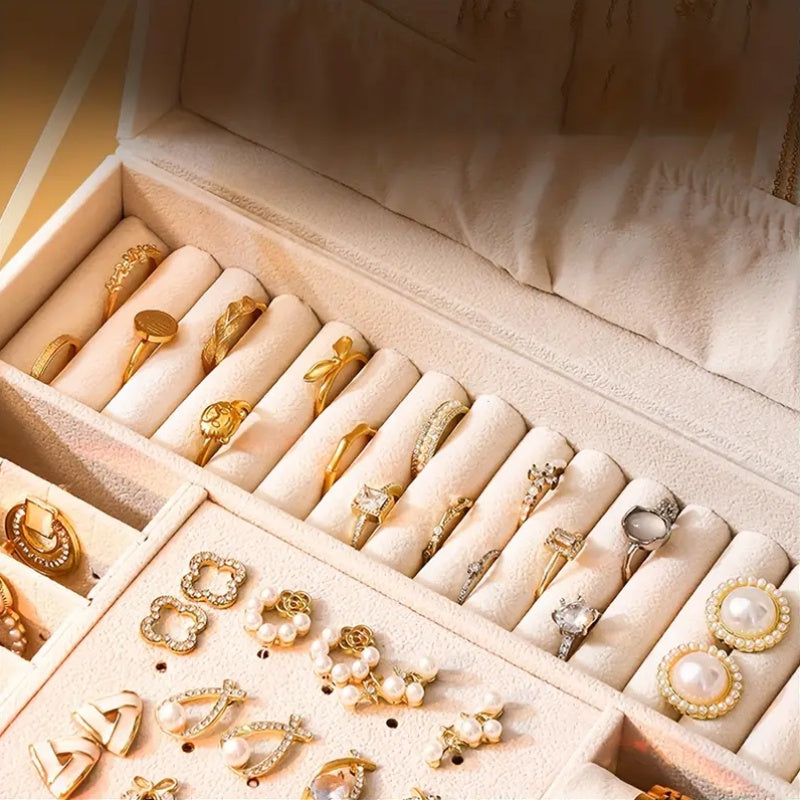 Luxury European Jewelry Box - Large Capacity Organizer with Soft Interior Lining, Elegant White Exterior - Wedding, Anniversary, Birthday Gift for Women - Jewelry Storage Case for Home or Travel - No Assembly Required, Sophisticated Design, Highquality